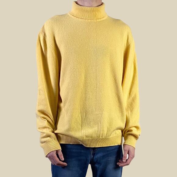 Vintage Brooks Brothers Yellow Gold Pullover Turtleneck Cashmere Sweater Large - Picture 1 of 10